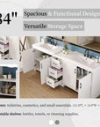 Elysian 84" Freestanding Bathroom Vanity with Double Sinks – White