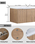 Floating Bathroom Cabinet with Sink & Soft-Close Doors - Ideal for Small Bathrooms color: Imitative Oak | size: 30 inch | combination: Separate Wash Basin