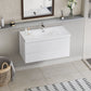 Floating Bathroom Vanity with Resin Top Basin & Soft Close Drawers - Modern Wall-Mounted Storage Cabinet color:White