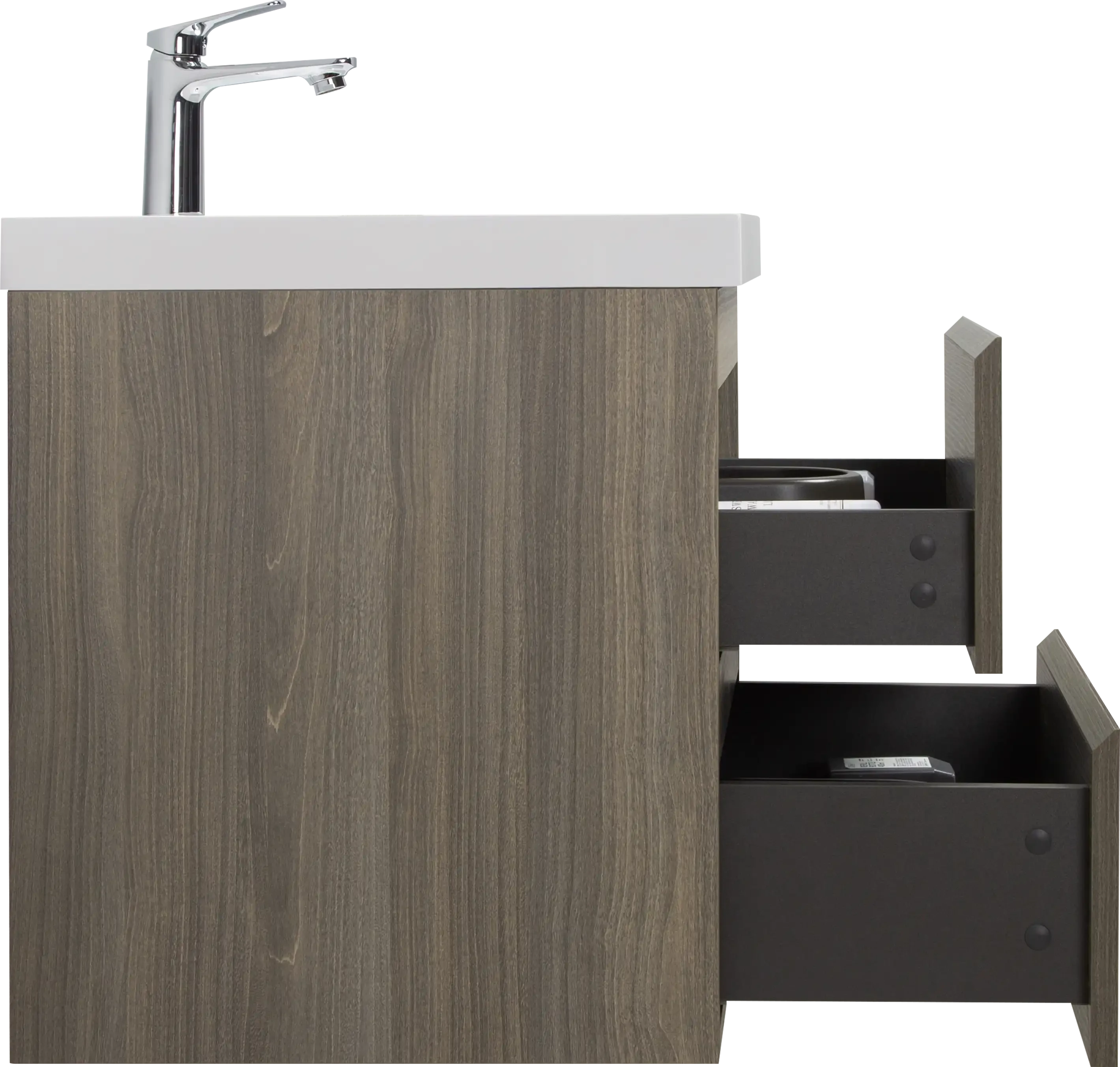 Floating Bathroom Vanity with Resin Top Basin & Soft Close Drawers - Modern Wall-Mounted Storage Cabinet color: Ash Grey