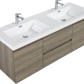 Modern Floating Bathroom Vanity with Resin Top Basin & Soft Close Drawers - Wall-Mounted Storage Cabinet color: Ash Grey