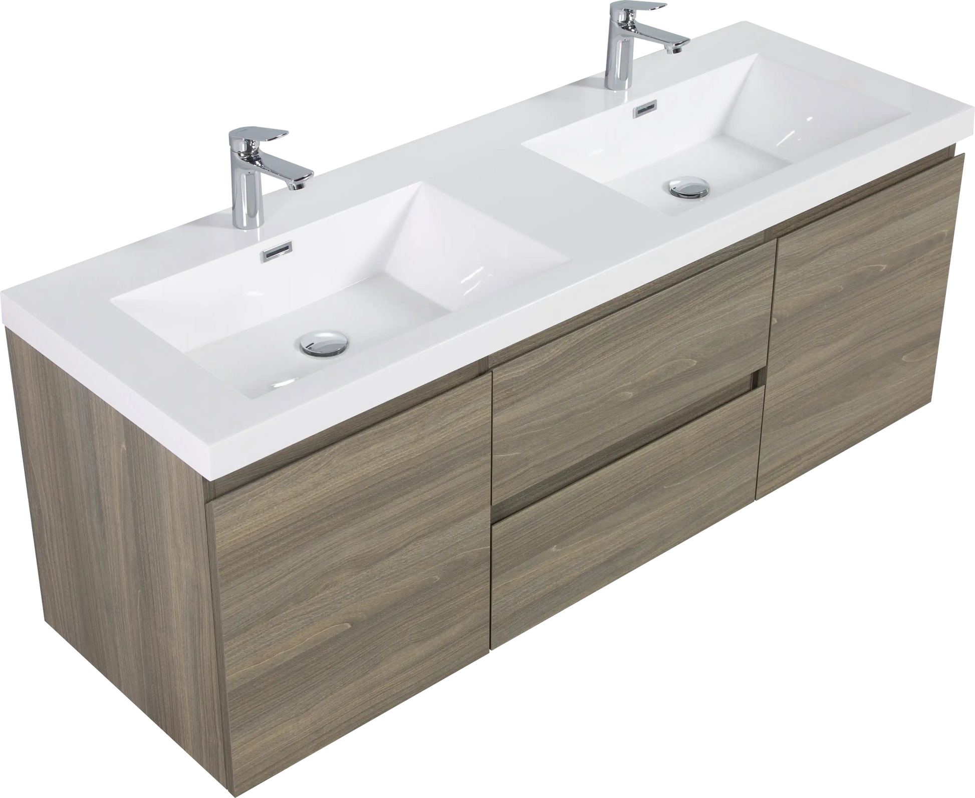 Modern Floating Bathroom Vanity with Resin Top Basin & Soft Close Drawers - Wall-Mounted Storage Cabinet color: Ash Grey