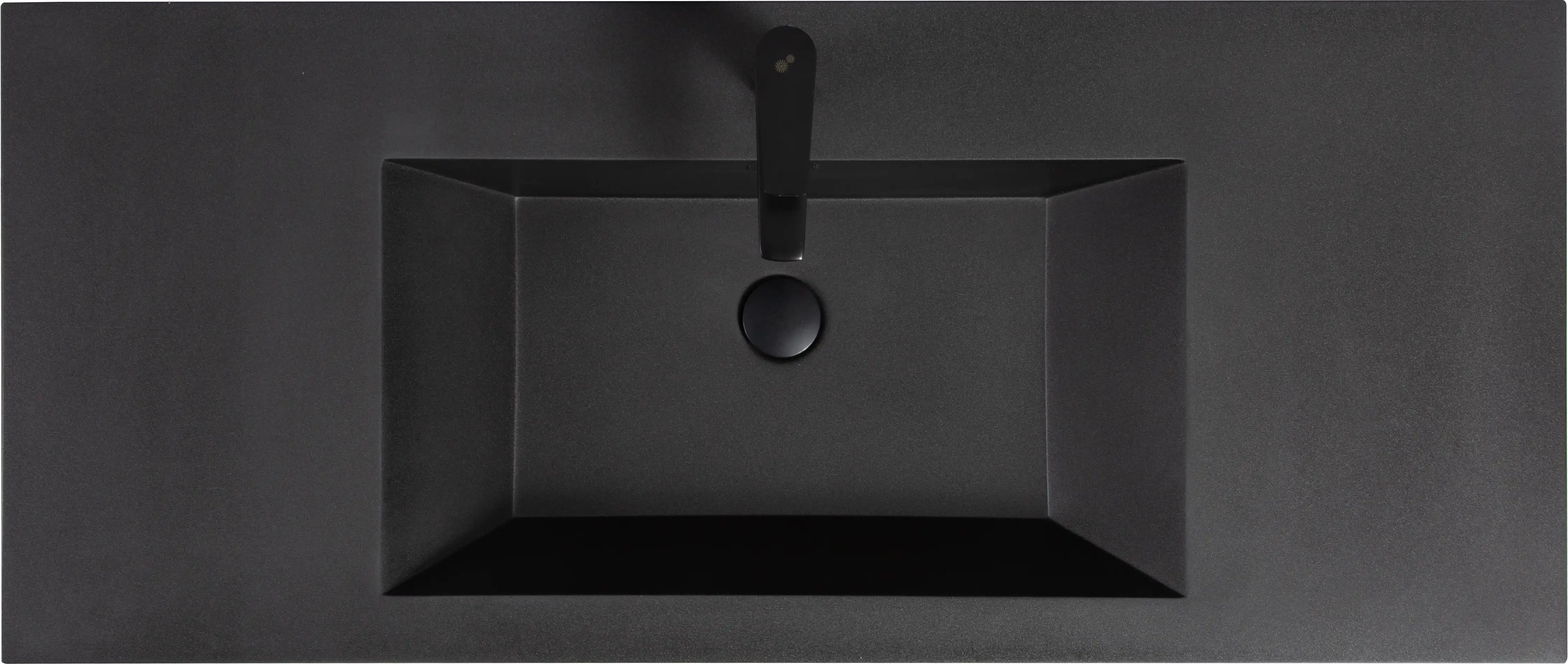 23''-47'' Floating Dark Grey Corner Vanity with Matte Black Sink - 2 Soft Close Drawers
