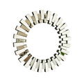 Full product view of 32 inch circle mirror vanity with sculpted glass edges | Ace Decor