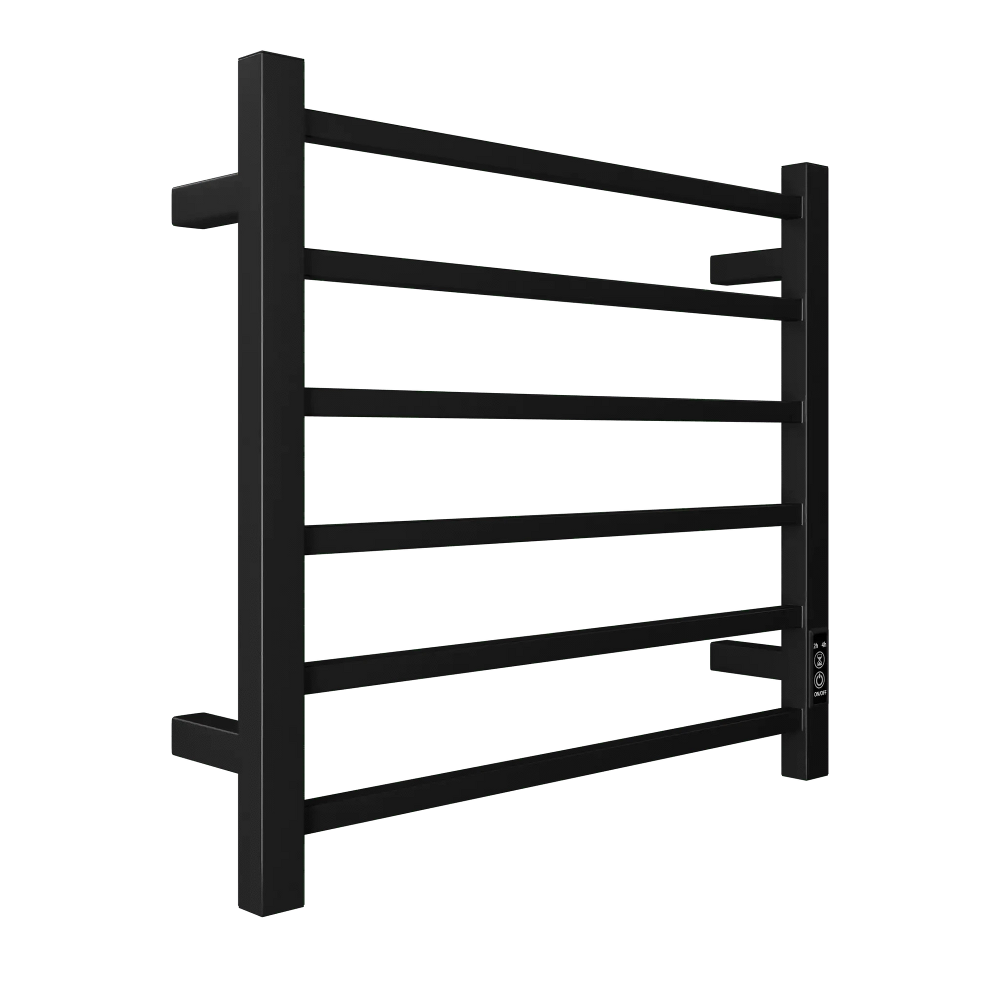 6-Bar Black Electric Heated Towel Rack - Wall-Mounted Towel Warmer with Timer color: Black