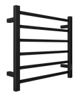 6-Bar Black Electric Heated Towel Rack - Wall-Mounted Towel Warmer with Timer color: Black