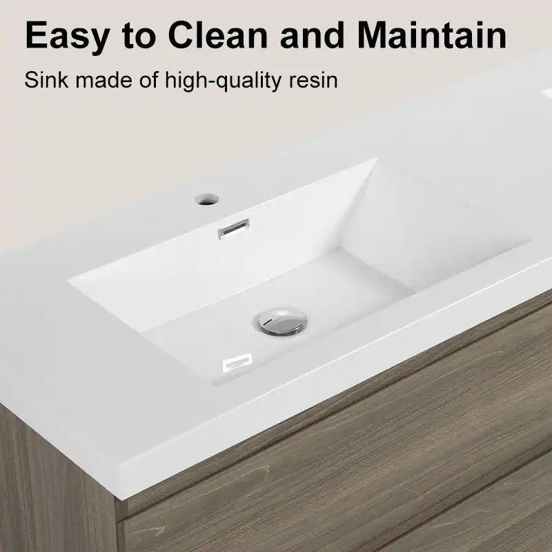 71 X 20 Modern Floating Double Sink Bathroom Vanity - Wall Mounted Storage Cabinet color: Ash Grey