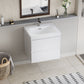 Floating Bathroom Vanity with Resin Top Basin & Soft Close Drawers - Modern Wall-Mounted Storage Cabinet color: White