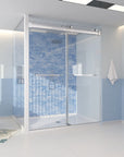 Trivon-Plus Series 60" x 76" Frameless Sliding Bypass Shower Door - 3/8" Tempered Glass, Chrome