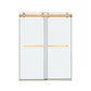 Gorgeous Double Sliding Frameless Shower Door With 3/8 Inch Clear Glass color:brushed gold