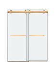 Gorgeous Double Sliding Frameless Shower Door With 3/8 Inch Clear Glass color:brushed gold