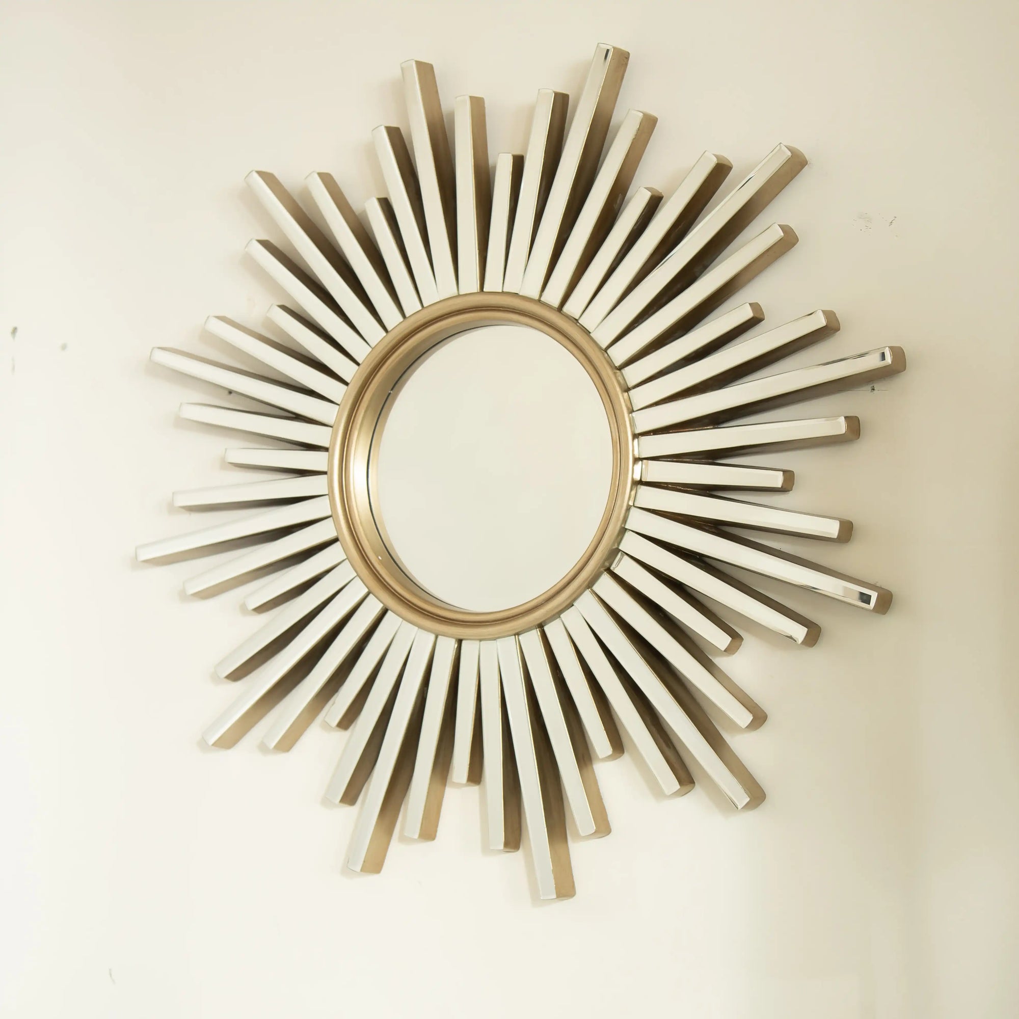 Front view of 33&quot; modern large wall mirror with beveled sunburst design | Ace Decor