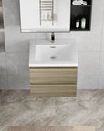 Floating Bathroom Vanity with Resin Top Basin & Soft Close Drawers - Modern Wall-Mounted Storage Cabinet color: Ash Grey