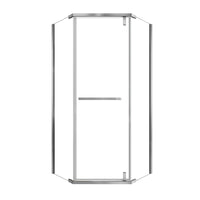 Velora Series 36 x 72 semi-framed pivot shower enclosure in chrome finish with tempered glass and stainless steel frame | Ace Decor