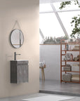 16" Birch Floating Bathroom Vanity with Resin Sink and Soft Close Doors color: Grey