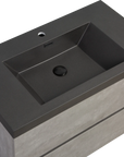 Floating Bathroom Vanity with Quartz Sand Basin and Soft Close Drawers color: Grey