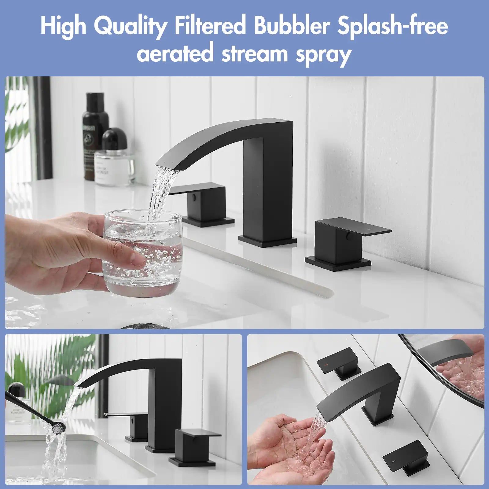 Summit Series 8&quot; Matte Black Bathroom Faucet with Easy-Install Design