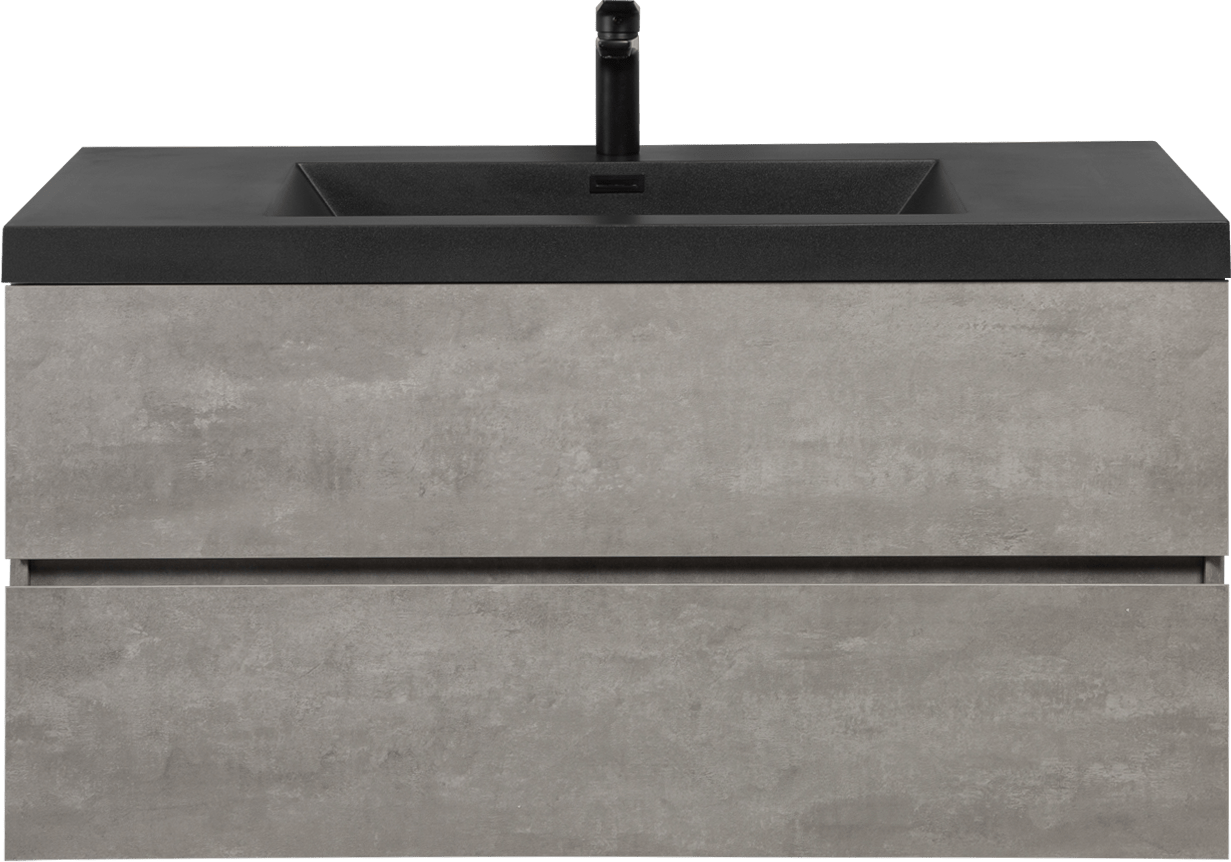 Floating Bathroom Vanity with Quartz Sand Basin and Soft Close Drawers color: Grey