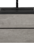 Floating Bathroom Vanity with Quartz Sand Basin and Soft Close Drawers color: Grey