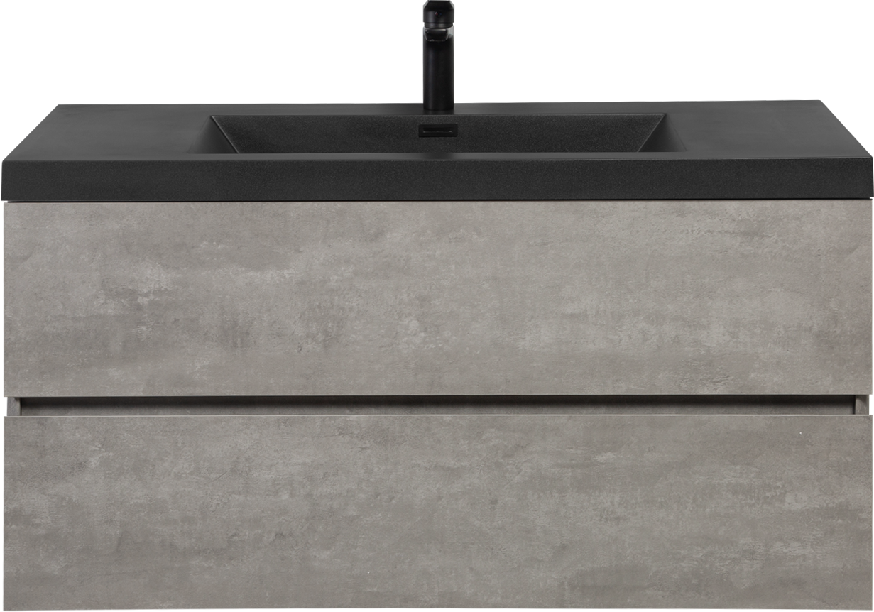 Floating Bathroom Vanity with Quartz Sand Basin and Soft Close Drawers color: Grey