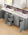 Elysian 84" Freestanding Bathroom Vanity with Double Sinks – Grey