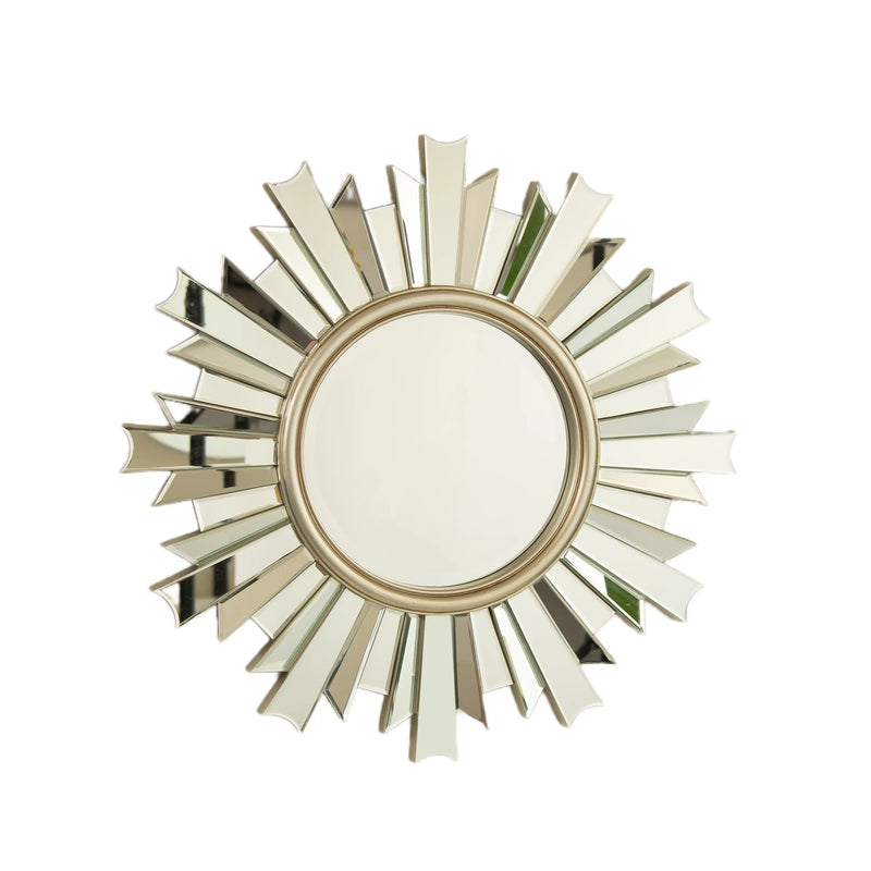 PrismAura Collection - 26" Sunburst Bathroom Wall Mirror Decorative PU Glass Art Mirror