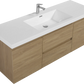 Modern Floating Bathroom Vanity with Resin Top Basin & Soft Close Drawers - Wall-Mounted Storage Cabinet color: Oak