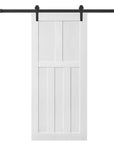 Five Panel Real Primed Barn Door Slab with 6.6FT Barn Door Sliding Hardware color: White