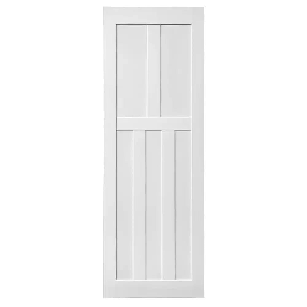 Five Panel Real Primed Barn Door Slab with 6.6FT Barn Door Sliding Hardware color: White