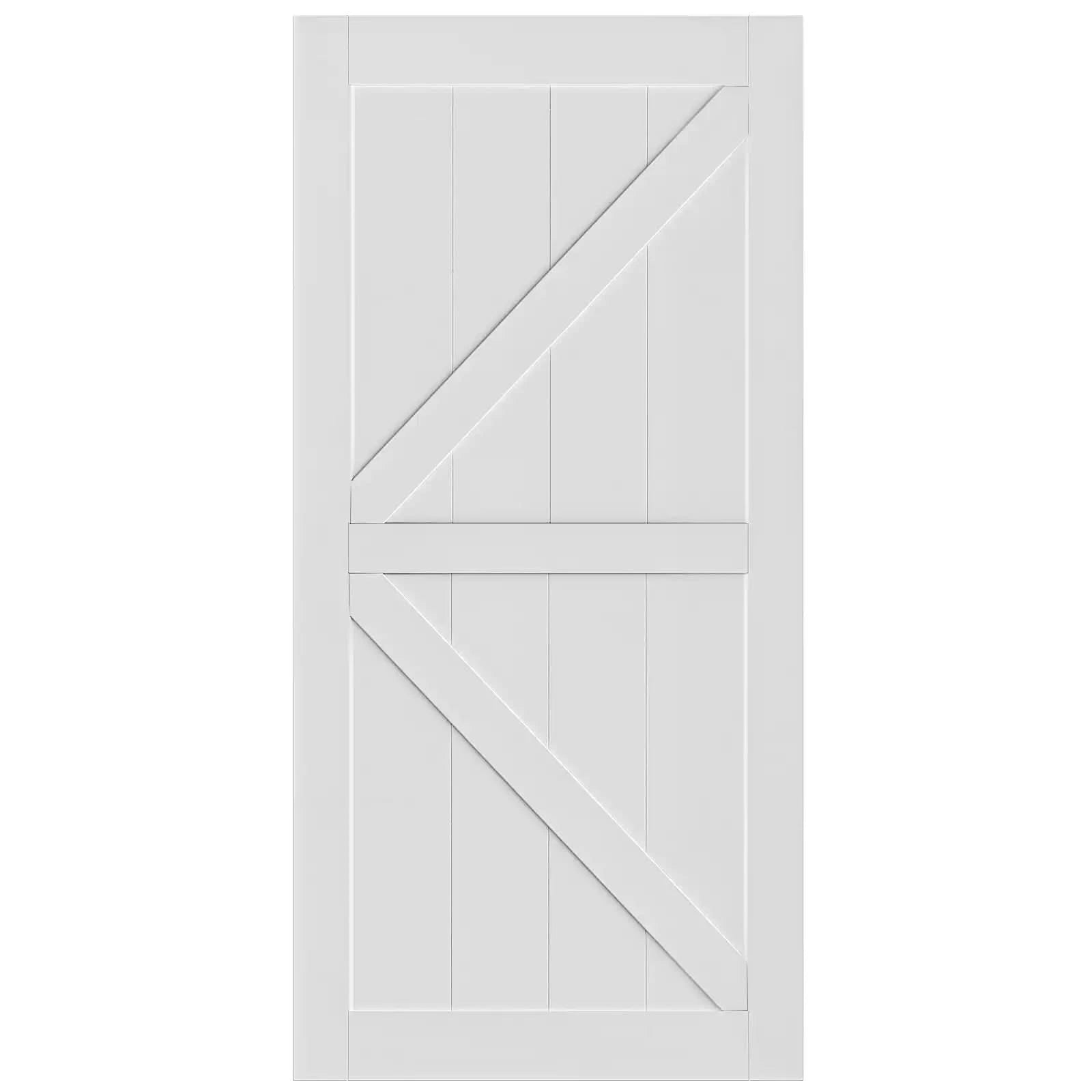 K Style Real Primed Barn Door Slab with 6.6FT Barn Door Sliding Hardware color:white