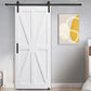 Star Style Real Primed Barn Door with 6.6FT Barn Door Sliding Hardware color:white