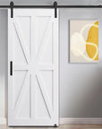 Star Style Real Primed Barn Door with 6.6FT Barn Door Sliding Hardware color:white