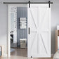 Star Style Real Primed Barn Door with 6.6FT Barn Door Sliding Hardware color:white