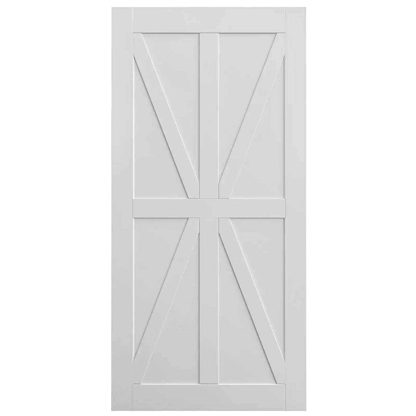 Star Style Real Primed Barn Door with 6.6FT Barn Door Sliding Hardware color:white