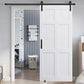 Six Paneled Real Primed Barn Door Slab with 6.6FT Barn Door Sliding Hardware color: white