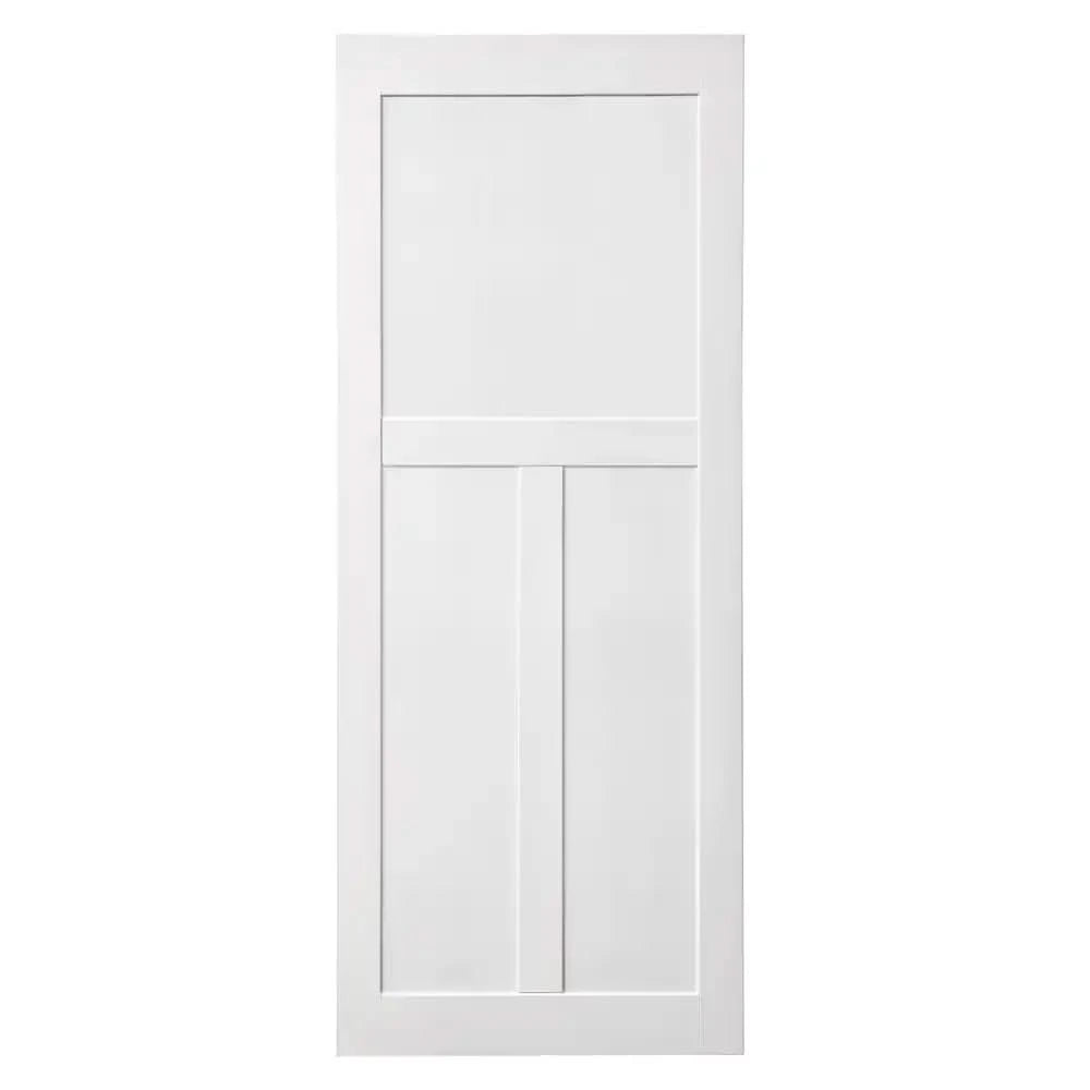 T Style Real Primed Door Slab with 6.6FT Barn Door Sliding Hardware color：White