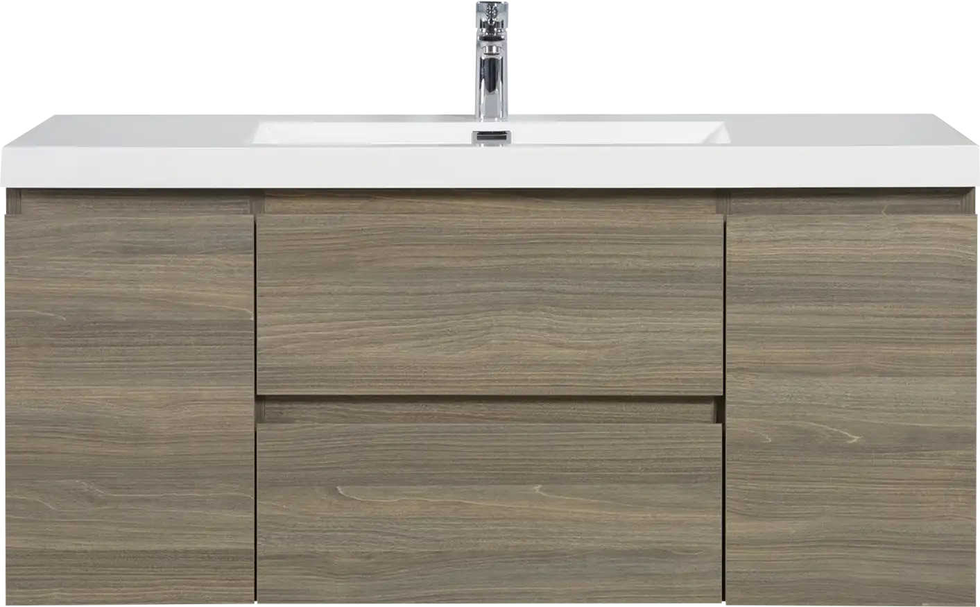 Modern Floating Bathroom Vanity with Resin Top Basin & Soft Close Drawers - Wall-Mounted Storage Cabinet color: Ash Grey