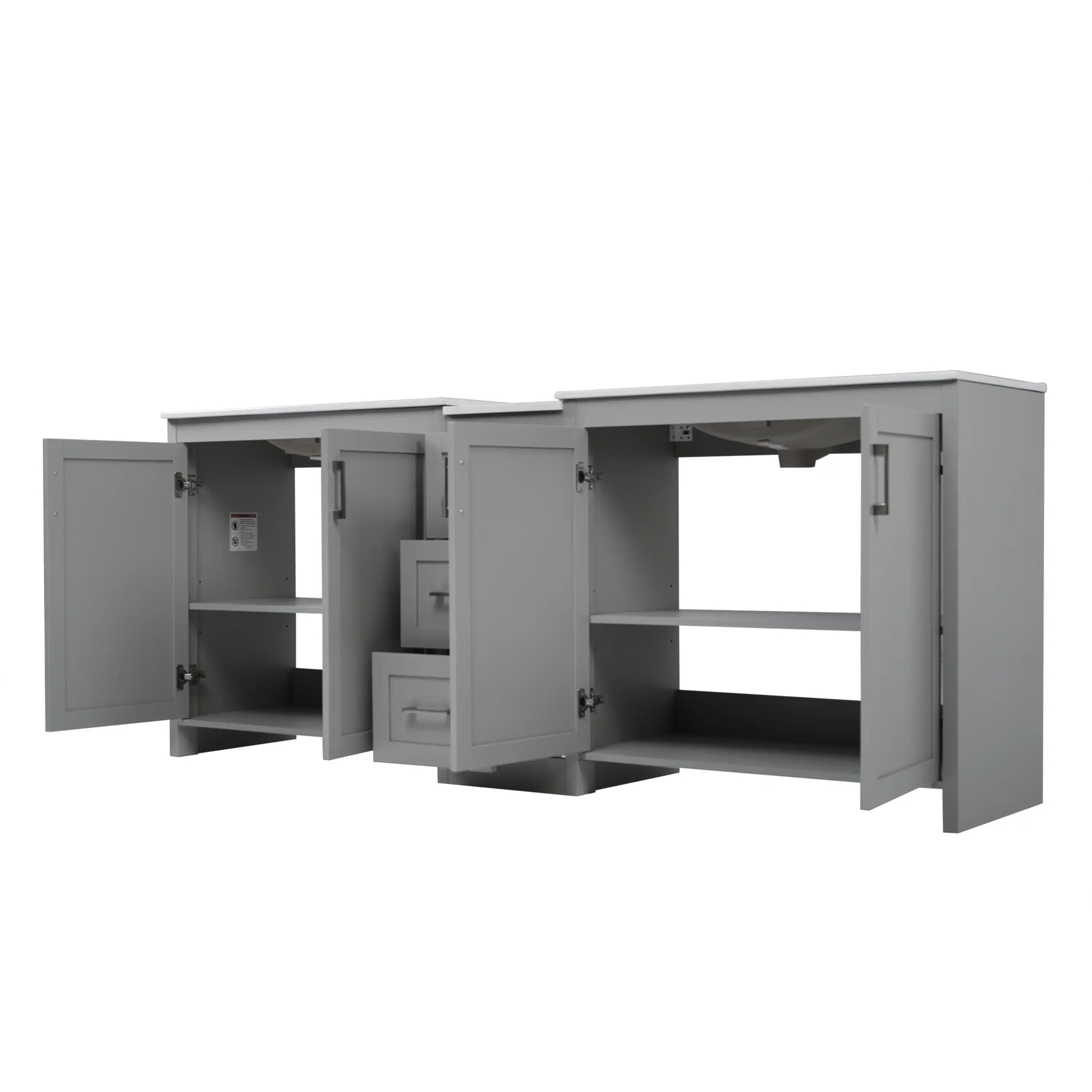 Elysian 84&quot; Freestanding Bathroom Vanity with Double Sinks – Grey