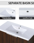 Monterey Series 36" Floating Bathroom Vanity in California Walnut with Integrated Sink and Double-Door Storage Cabinet