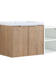 Monterey Series 36" Floating Bathroom Vanity in Imitative Oak with Side Cabinet and Integrated Sink