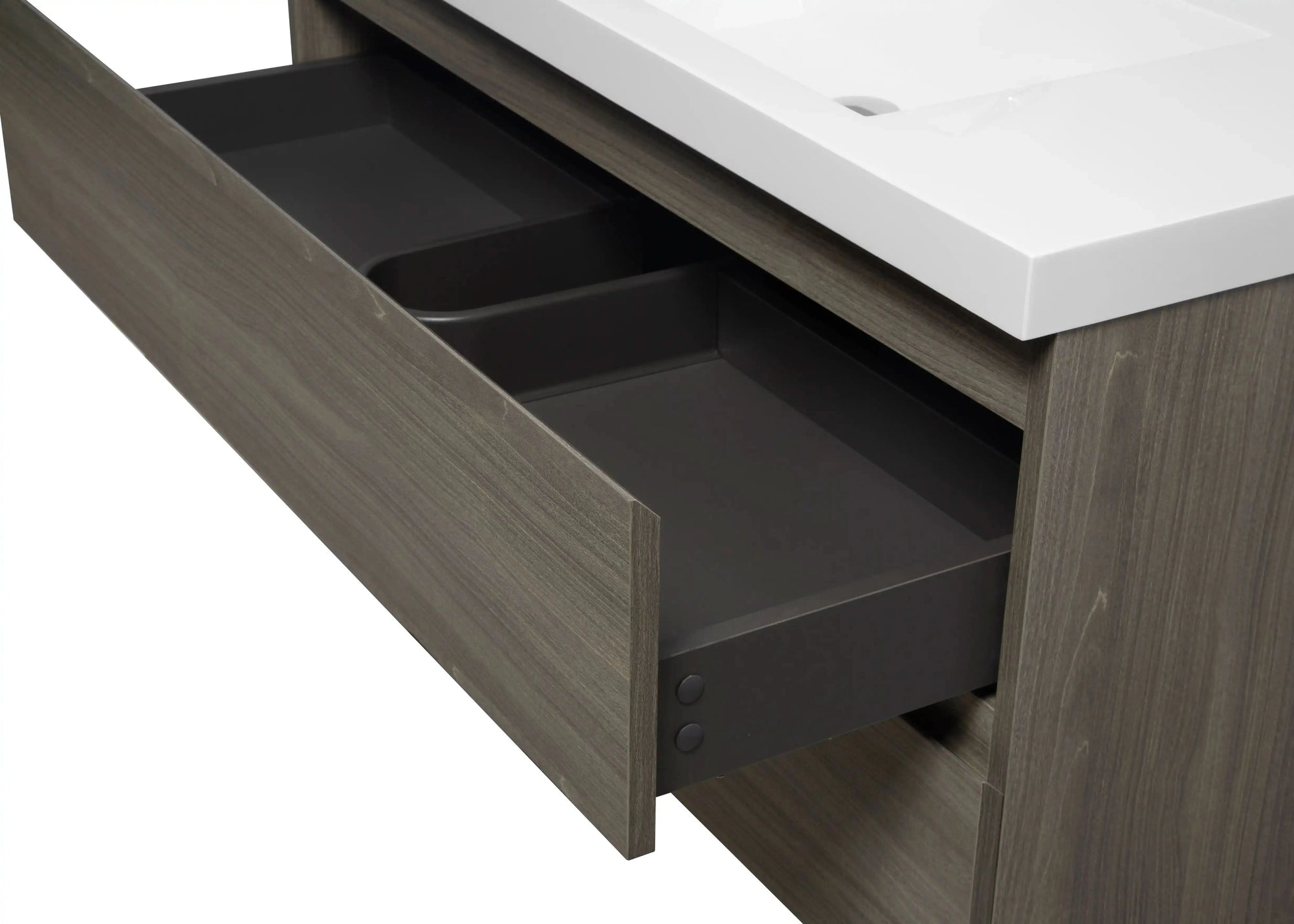 Floating Bathroom Vanity with Resin Top Basin &amp; Soft Close Drawers - Modern Wall-Mounted Storage Cabinet color: Ash Grey