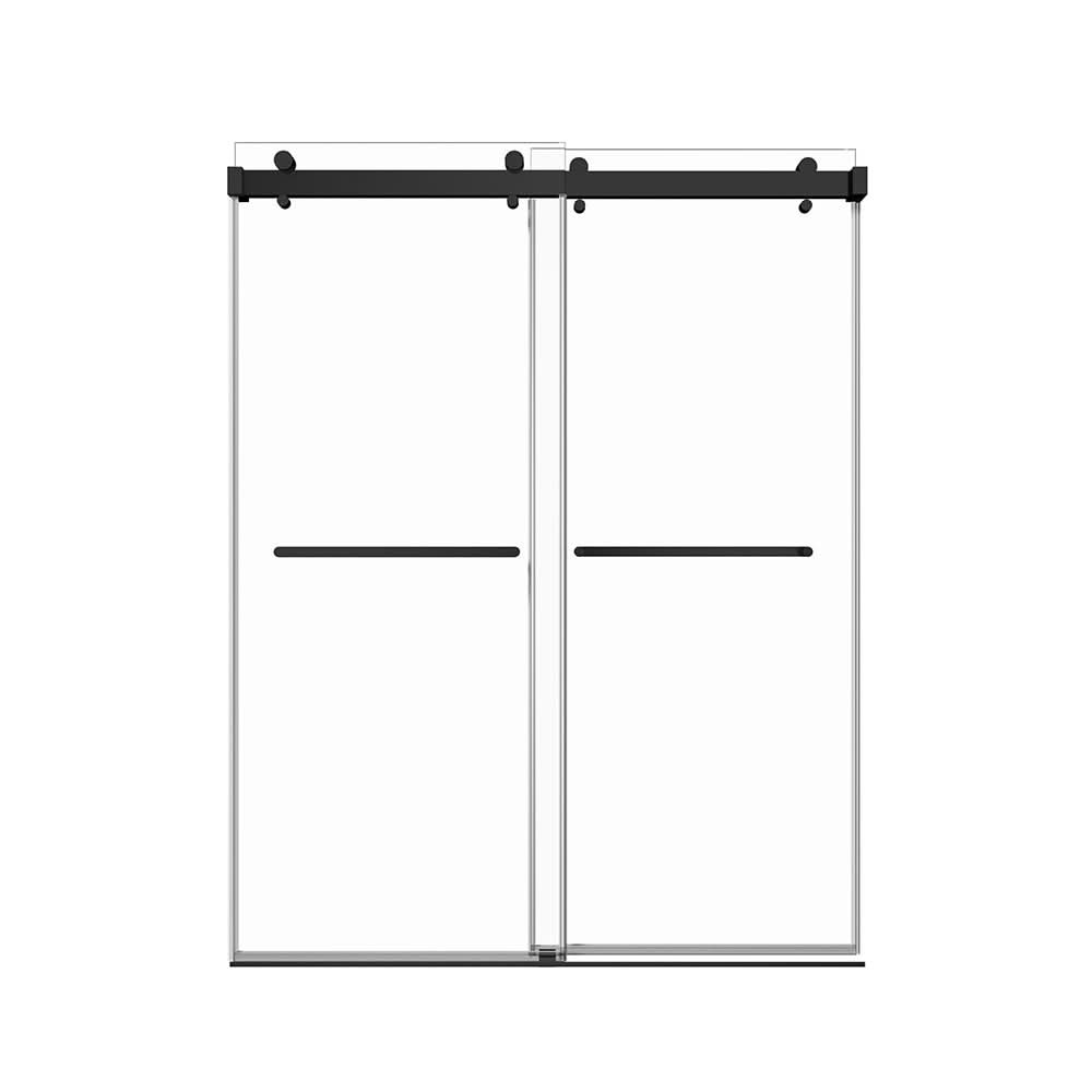 Gorgeous Double Sliding Frameless Shower Door With 3/8 Inch Clear Glass color:matte black