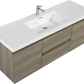 Modern Floating Bathroom Vanity with Resin Top Basin & Soft Close Drawers - Wall-Mounted Storage Cabinet color: Ash Grey