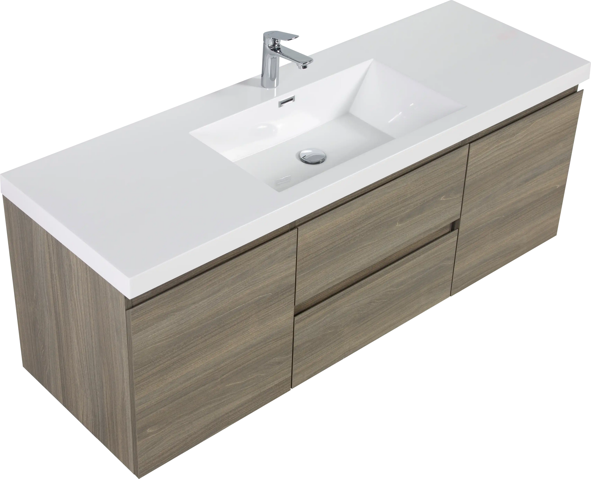 Modern Floating Bathroom Vanity with Resin Top Basin & Soft Close Drawers - Wall-Mounted Storage Cabinet color: Ash Grey