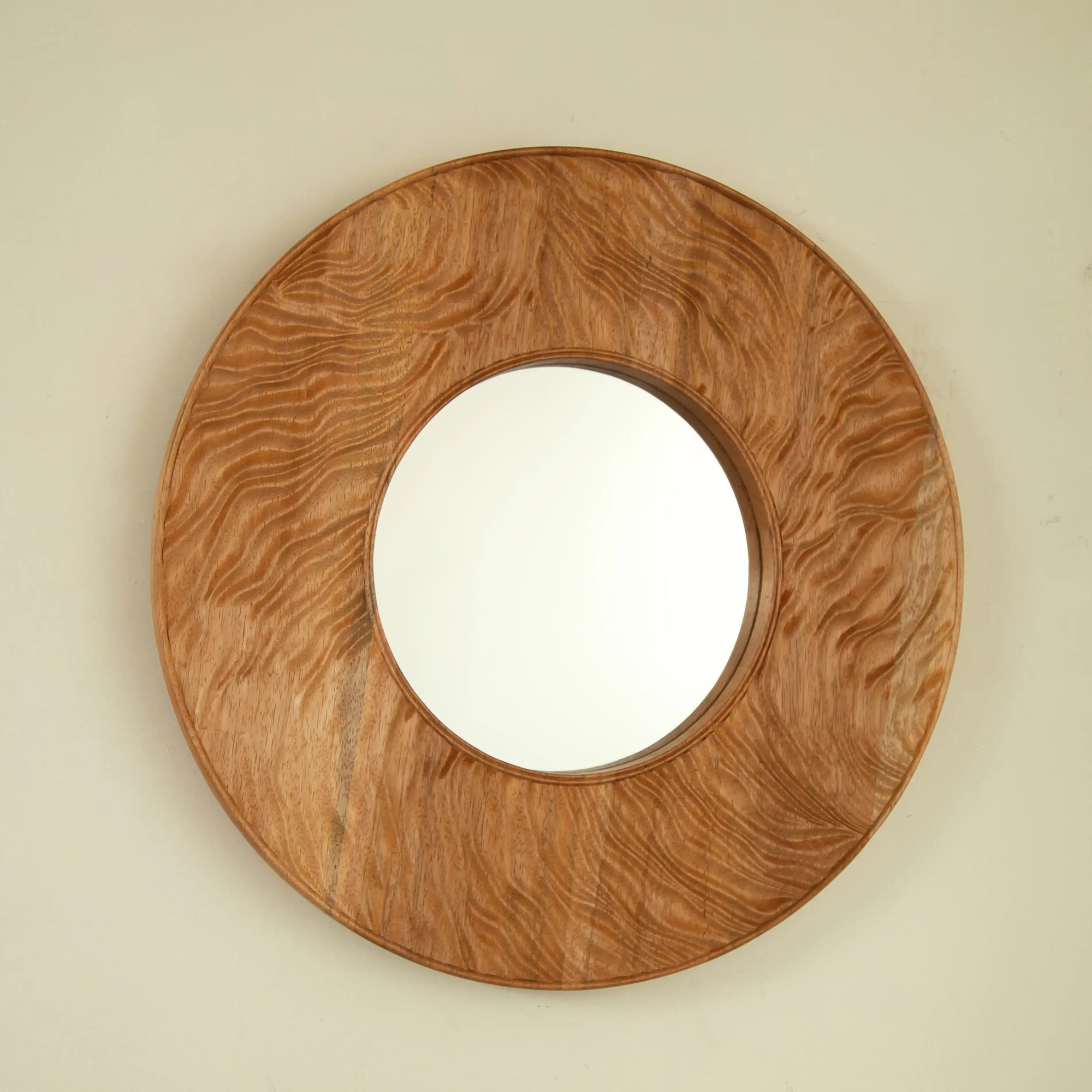 Eon Series 24&quot; Round Rosewood Bathroom Decorative Wall Mirror