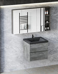 Floating Bathroom Vanity with Quartz Sand Basin and Soft Close Drawers color: Grey