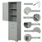 freestanding tall bathroom storage cabinet with two drawers color:grey