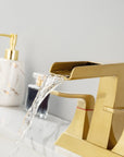 Aurora Series Widespread Bathroom Sink Faucet in Brushed Gold