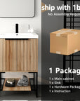 Freestanding 24 inch bathroom vanity with sink packaging details and included components | Ace Decor