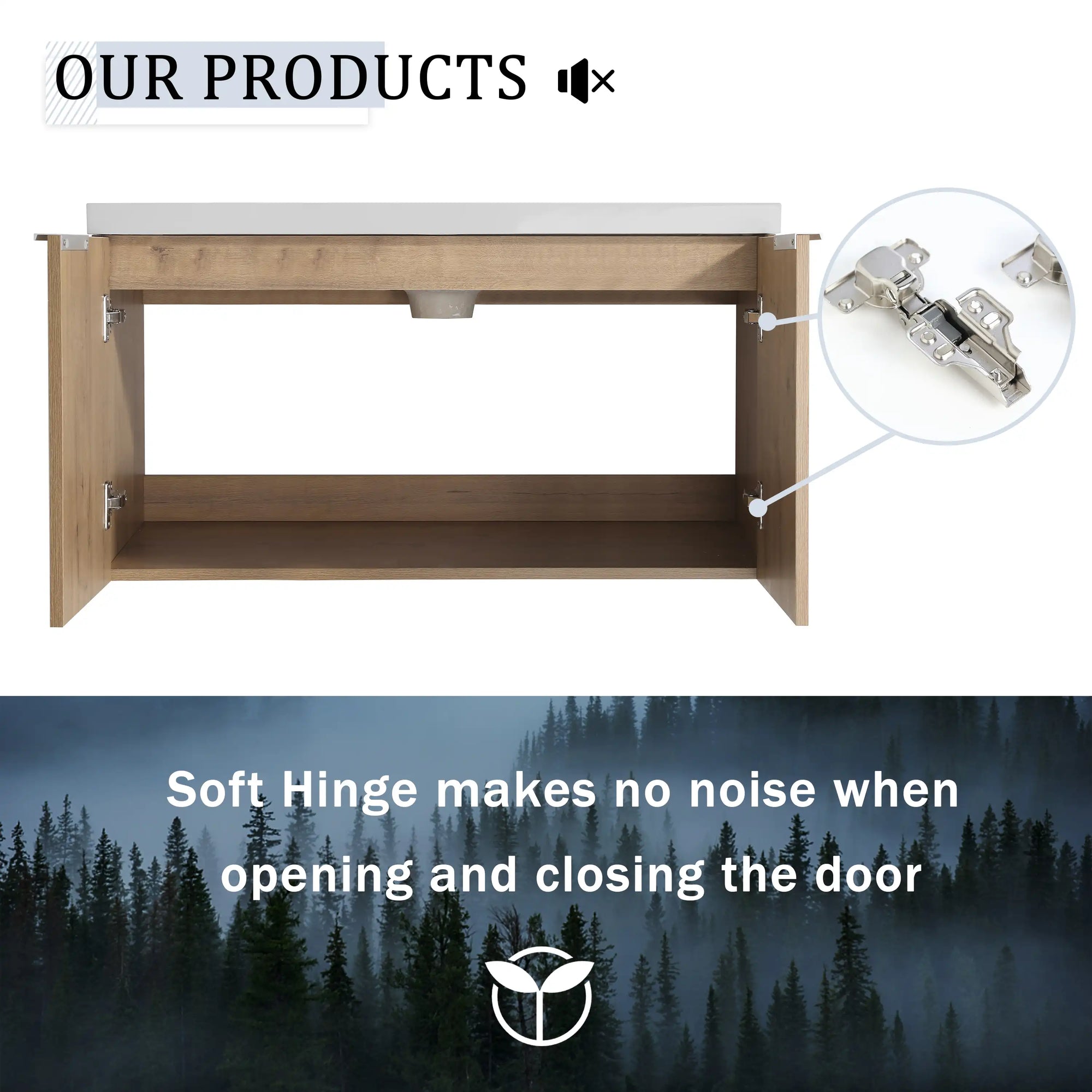 Monterey Series 84" Double Floating Bathroom Vanity in Imitative Oak with Side Cabinet and Integrated Sink